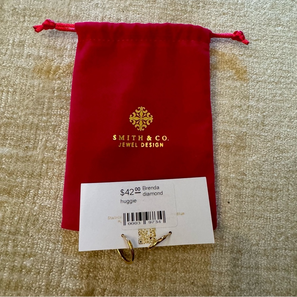 Smith & Co. Gold & Brenda Diamond Huggie Earrings - Picture 2 of 3